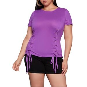 Plus Size. Vibrant Purple Short Sleeve Top, 4X